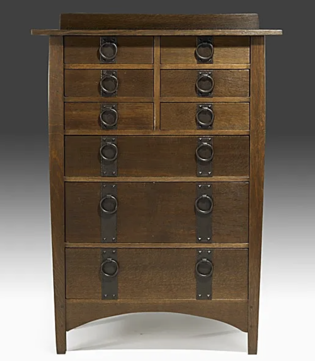Gustav Stickley Antique Nine Drawer Chest Dresser, #913,